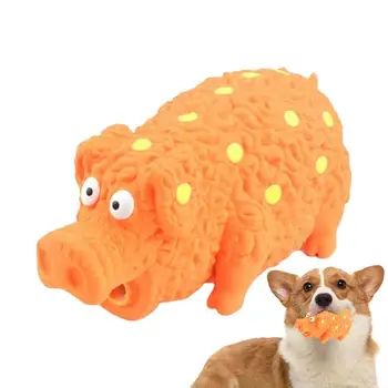 סקוויקי חזיר כלב צעצועים אינטראקטיביים גומי חזיר כלב ללעוס צעצוע צייצני ללעוס אימונים הגור ציוד עמיד לטקס מקום רוטן חזיר